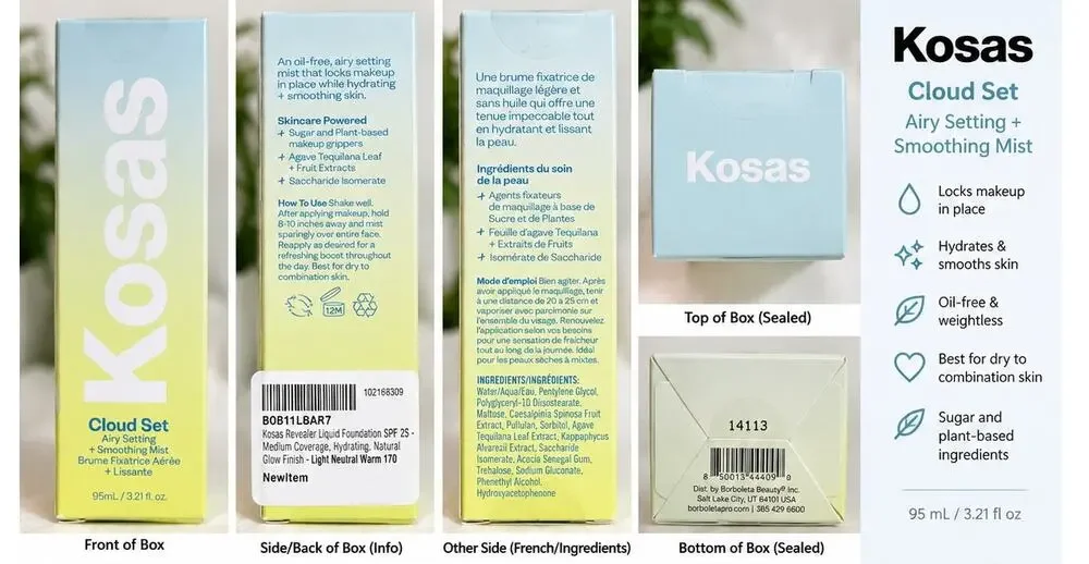 Kosas Cloud Set Airy Setting + Smoothing Mist 95mL 3.21 oz New Sealed